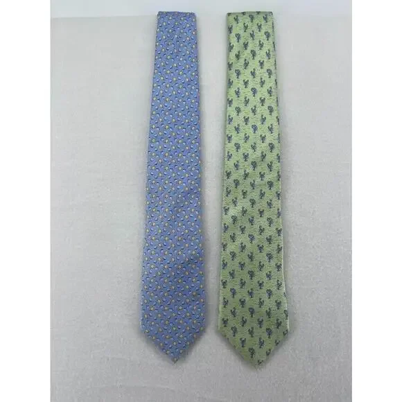 Men's Summer Ties Lot of 2 Brooks Brothers Tommy Hilfiger Lobster & Lemons - Picture 1 of 7